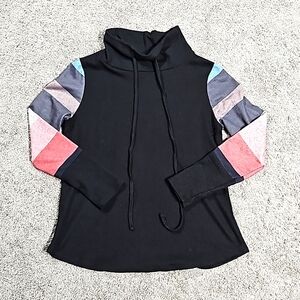 Womens' drawstring mock turtle neck waffle knit sz. L